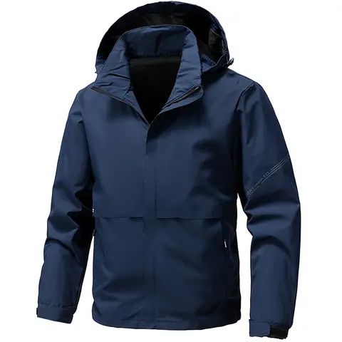 Men Outdoor Casual Sports Jacket Spring Autumn Waterproof Windproof Coat Detachable Hood Lightweight Hiking Trekking Softshell