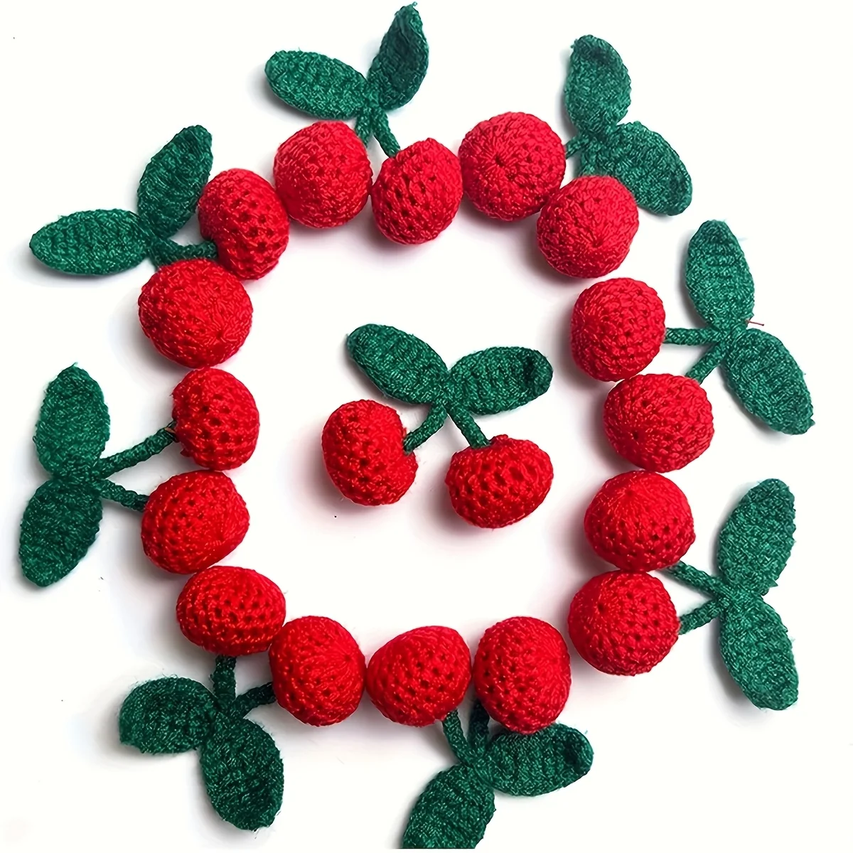 12 hand woven cherry decorations, fruit themed clothing, and DIY accessories for hair clips - Bright Red Cherry Blossom Hairpin Set with Keychain and Earring Pendant | Knitted Flower Ornament Set
12 hand woven cherry decorations, fruit themed clothing, and DIY accessories for hair clips - Bright Red Cherry Blossom Hairpin Set with Keychain and Earring Pendant | Knitted Flower Ornament Set