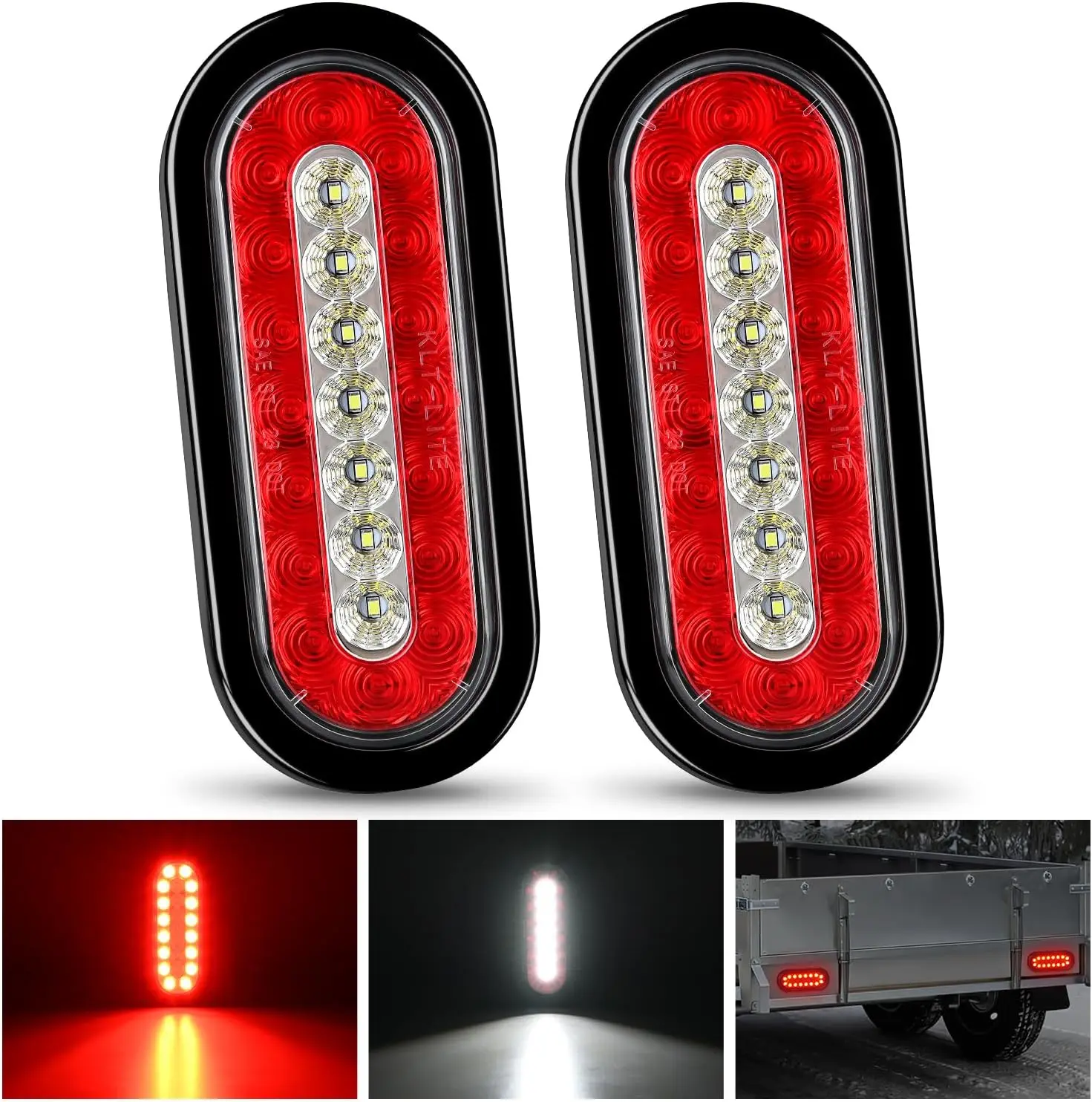 2PCS 6Inch Oval LED Trailer Tail Lights Red White 23LEDs Mount Grommets IP67 Waterproof Stop Brake Running Reverse Backup Light
2PCS 6Inch Oval LED Trailer Tail Lights Red White 23LEDs Mount Grommets IP67 Waterproof Stop Brake Running Reverse Backup Light