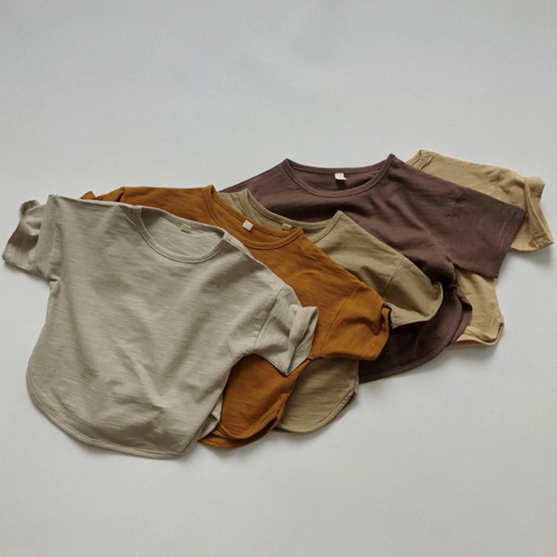Summer Kids T-shirt Fashion Solid Round Neck Girls Tees Short Sleeve Cotton Baby Boys Tops Korean Casual Children Clothes 1-7Y
Summer Kids T-shirt Fashion Solid Round Neck Girls Tees Short Sleeve Cotton Baby Boys Tops Korean Casual Children Clothes 1-7Y