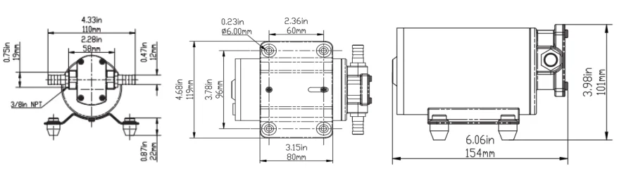 Singflo FP-12 12V Gear Pump 12 LPM 3.2 GPM Self-Priming Oil Water Pump