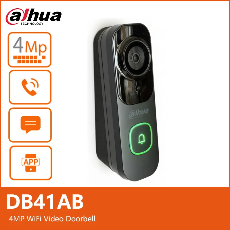 Dahua DB41AB 4MP WiFi Video Doorbel Smart Home Abnormal Sound Alarm AI Human Vehicle Detection Video Intercom APP Two way Talk
Dahua DB41AB 4MP WiFi Video Doorbel Smart Home Abnormal Sound Alarm AI Human Vehicle Detection Video Intercom APP Two way Talk