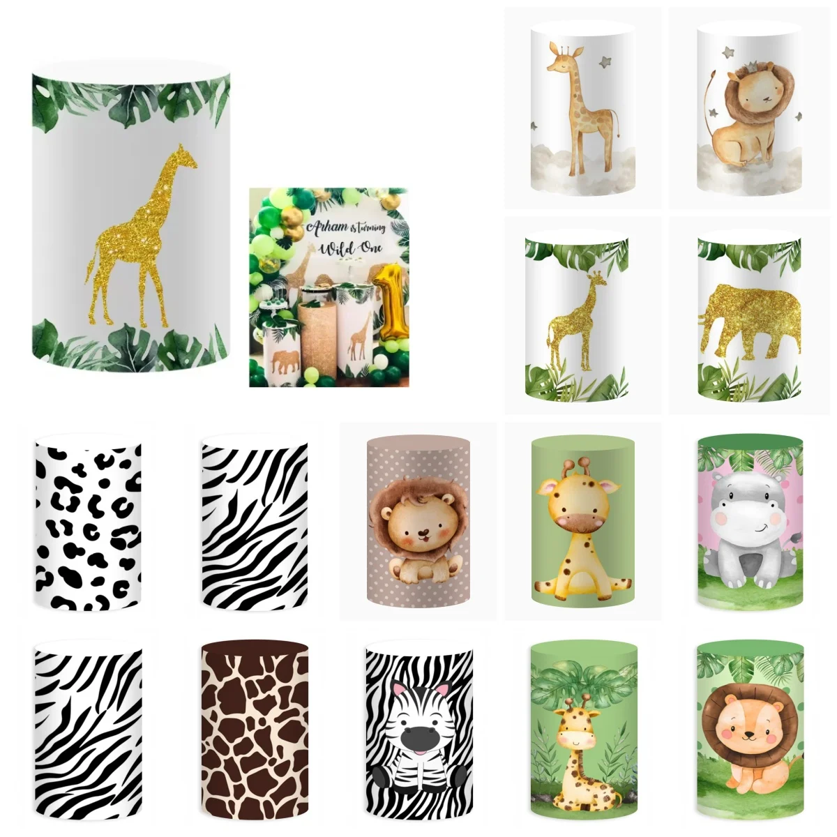 Jungle Wildlife Cylinder Backdrop Covers Lion Zebra Girl Kids Birthday Party Plinths Pedestal Background Decor Elastic Custom
Jungle Wildlife Cylinder Backdrop Covers Lion Zebra Girl Kids Birthday Party Plinths Pedestal Background Decor Elastic Custom