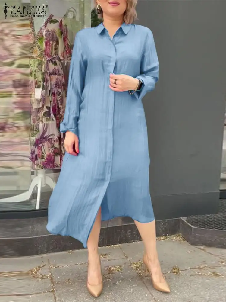 ZANZEA 2024 Elegant Autumn Lapel Vestidos Fashion Long Dress Women Long Sleeve Shirt Sundress Casual Loose Solid Color Midi Robe
ZANZEA 2024 Elegant Autumn Lapel Vestidos Fashion Long Dress Women Long Sleeve Shirt Sundress Casual Loose Solid Color Midi Robe
