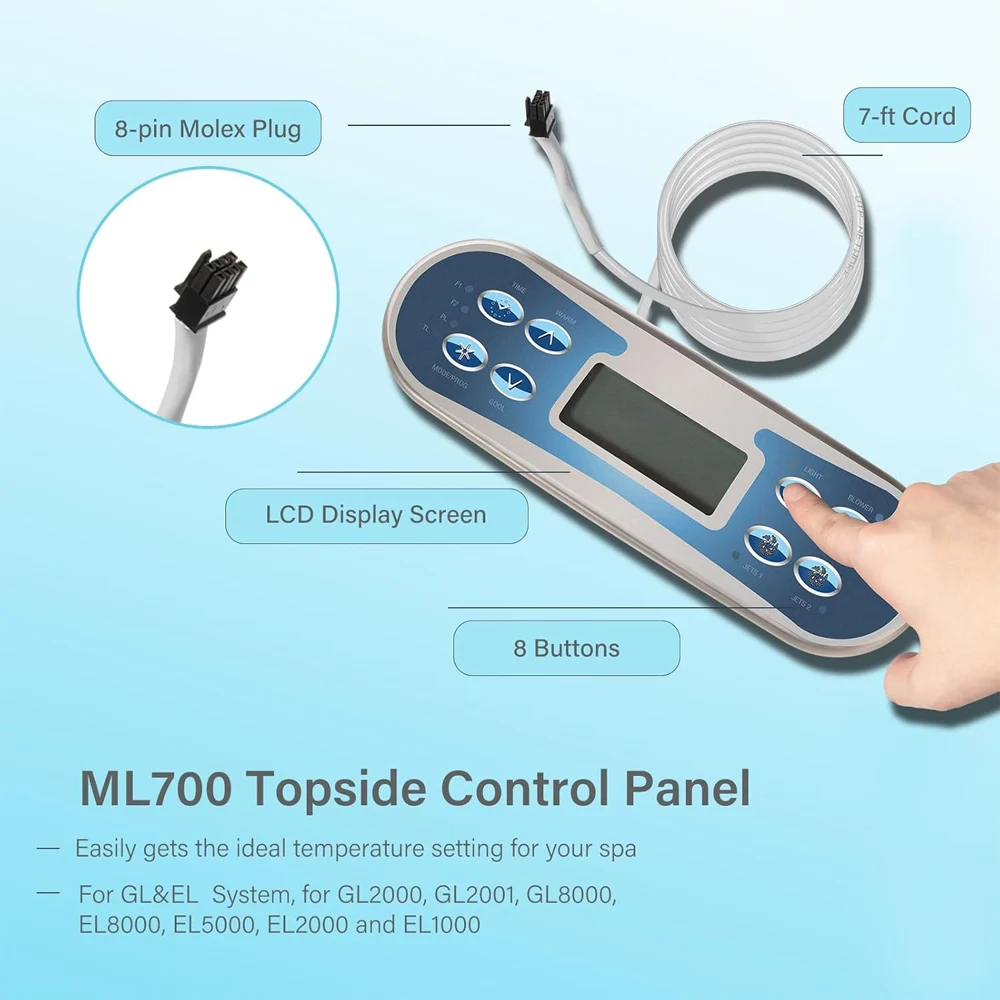 52649-02 ML700 Topside Control Panel for GL&EL System, for GL2000, GL20018 Buttons, 7-Feet Cord with 8-pin Molex Plug Connection
52649-02 ML700 Topside Control Panel for GL&EL System, for GL2000, GL20018 Buttons, 7-Feet Cord with 8-pin Molex Plug Connection