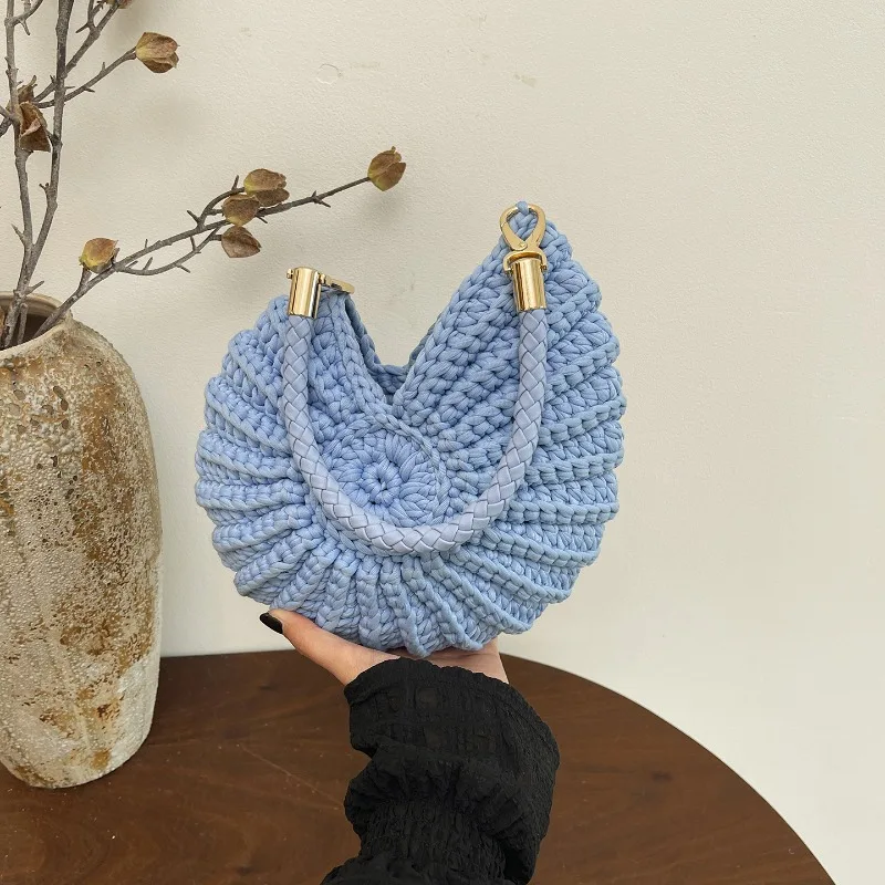 Conch Shell Shaped Knit Crochet Handbag Fashionable and Simple Handmade Woven Bag with Pearl Long Chain Crossbody Bag 2026
Conch Shell Shaped Knit Crochet Handbag Fashionable and Simple Handmade Woven Bag with Pearl Long Chain Crossbody Bag 2026