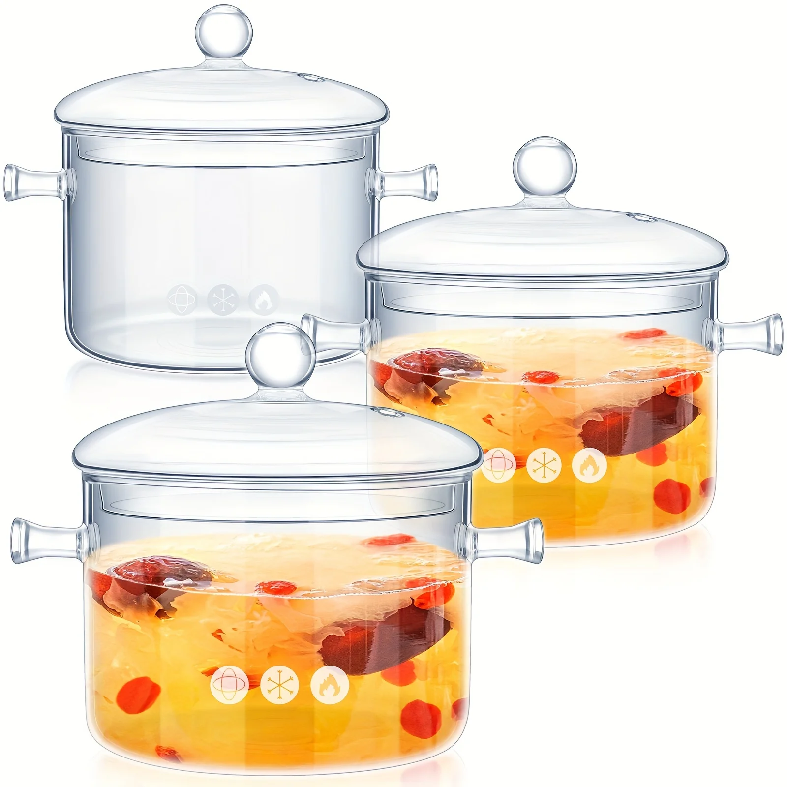 3pcs Halloween Gifts Bulk Glass Simmer Pot Heat Resistant Clear 1.3 1.5 1.9L Glass Saucepan with Cover Handle Glass Pots for Cooking Glass Cookware Glass Stovetop Pot And Pan with Lid for Pasta Noodle (Trendy)
3pcs Halloween Gifts Bulk Glass Simmer Pot Heat Resistant Clear 1.3 1.5 1.9L Glass Saucepan with Cover Handle Glass Pots for Cooking Glass Cookware Glass Stovetop Pot And Pan with Lid for Pasta Noodle (Trendy)
