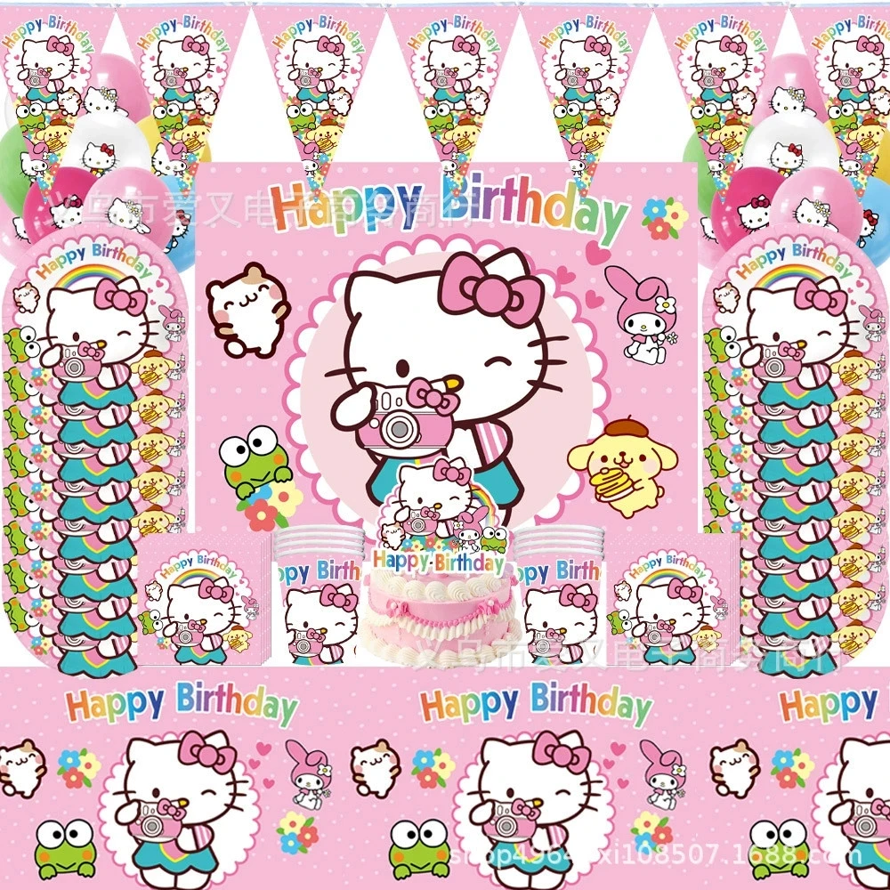 Pink KT Cat Birthday Children's Party Tableware Paper Plates Paper Cups Towels Tablecloths Decoration Decoration Party Supplies
Pink KT Cat Birthday Children's Party Tableware Paper Plates Paper Cups Towels Tablecloths Decoration Decoration Party Supplies