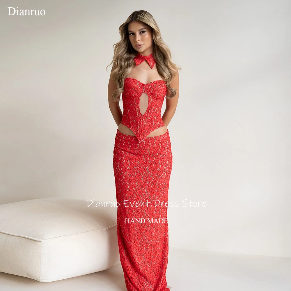 Dianruo Sexy Choker Collar Lace Evening Dresses Sleeveless Cut Out Vestido Festa Ruched Sweetheart Vestidos Elegantes Customized
Dianruo Sexy Choker Collar Lace Evening Dresses Sleeveless Cut Out Vestido Festa Ruched Sweetheart Vestidos Elegantes Customized