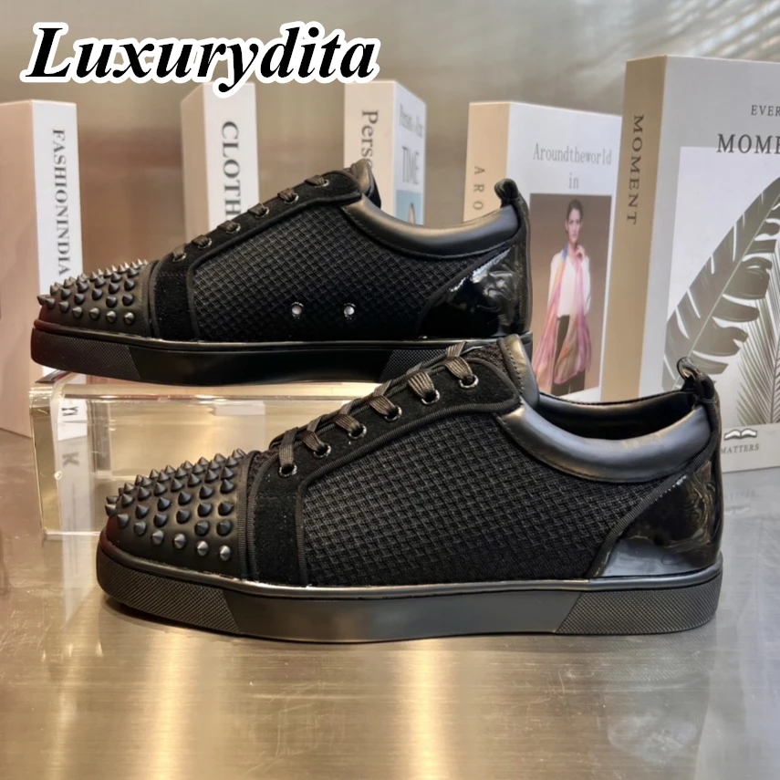 Top Quality Womens Trendy Casual Sneakers Luxury Mens Real Leather Tennis Shoes Designr Red Soled Tide Lovers Rivet Shoes HJ0669
Top Quality Womens Trendy Casual Sneakers Luxury Mens Real Leather Tennis Shoes Designr Red Soled Tide Lovers Rivet Shoes HJ0669