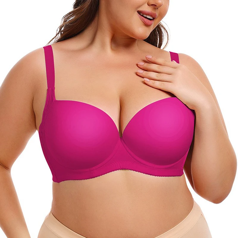 Бесшовный бюстгальтер пуш-ап на косточках больших размеров с полным покрытием, регулируемый подтягивающий бюстгальтер с подкладкой 
Бесшовный бюстгальтер пуш-ап на косточках больших размеров с полным покрытием, регулируемый подтягивающий бюстгальтер с подкладкой