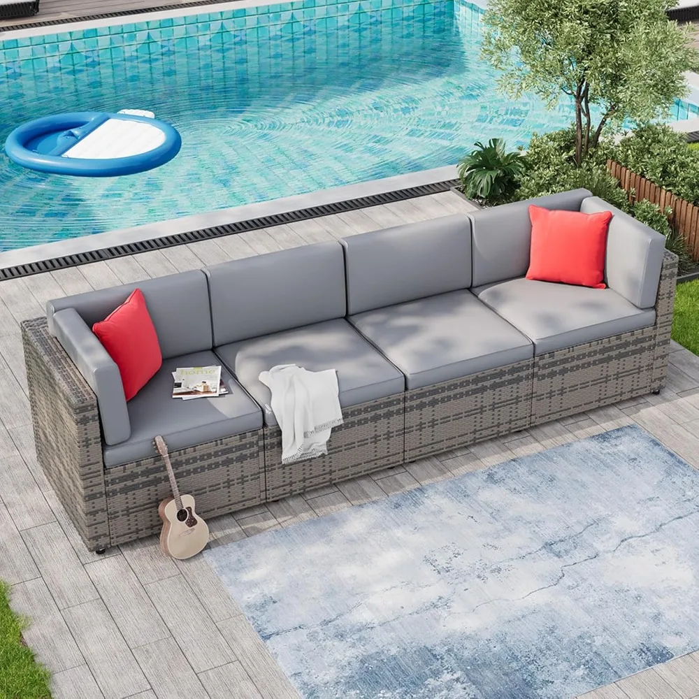 4 Piece Patio Furniture Set, Wicker Outdoor Furniture Set with 2 Pillows, Small Patio Sectional Outdoor Couch for Garden
4 Piece Patio Furniture Set, Wicker Outdoor Furniture Set with 2 Pillows, Small Patio Sectional Outdoor Couch for Garden