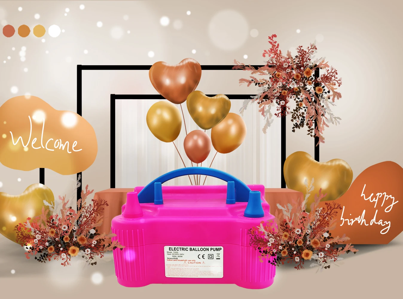Balloon Air Pump 220V Electric High Power Two Nozzle Air Blower Balloon Portable Inflatable Pump Inflator for Home Wedding Party
Balloon Air Pump 220V Electric High Power Two Nozzle Air Blower Balloon Portable Inflatable Pump Inflator for Home Wedding Party