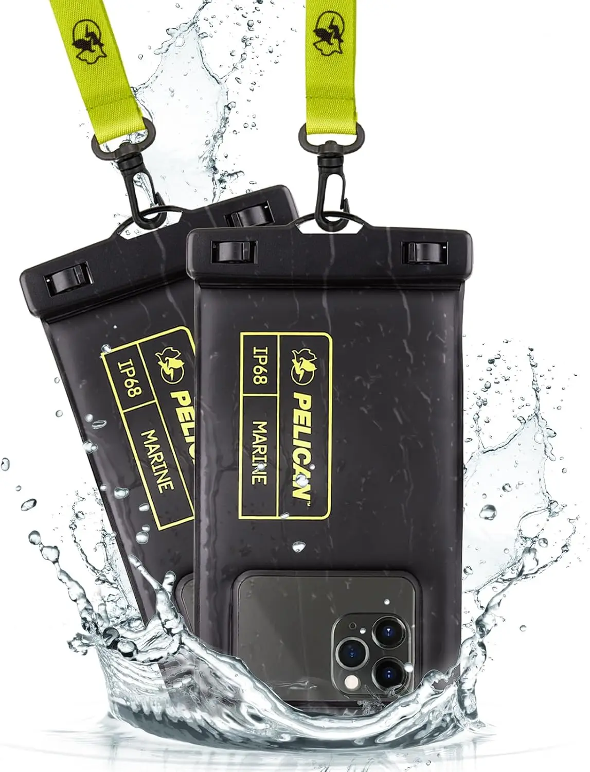 2-Pack Waterproof Phone Pouch - IP68 Floating Case for All Phones, Detachable Lanyard, Black/Yellow
2-Pack Waterproof Phone Pouch - IP68 Floating Case for All Phones, Detachable Lanyard, Black/Yellow