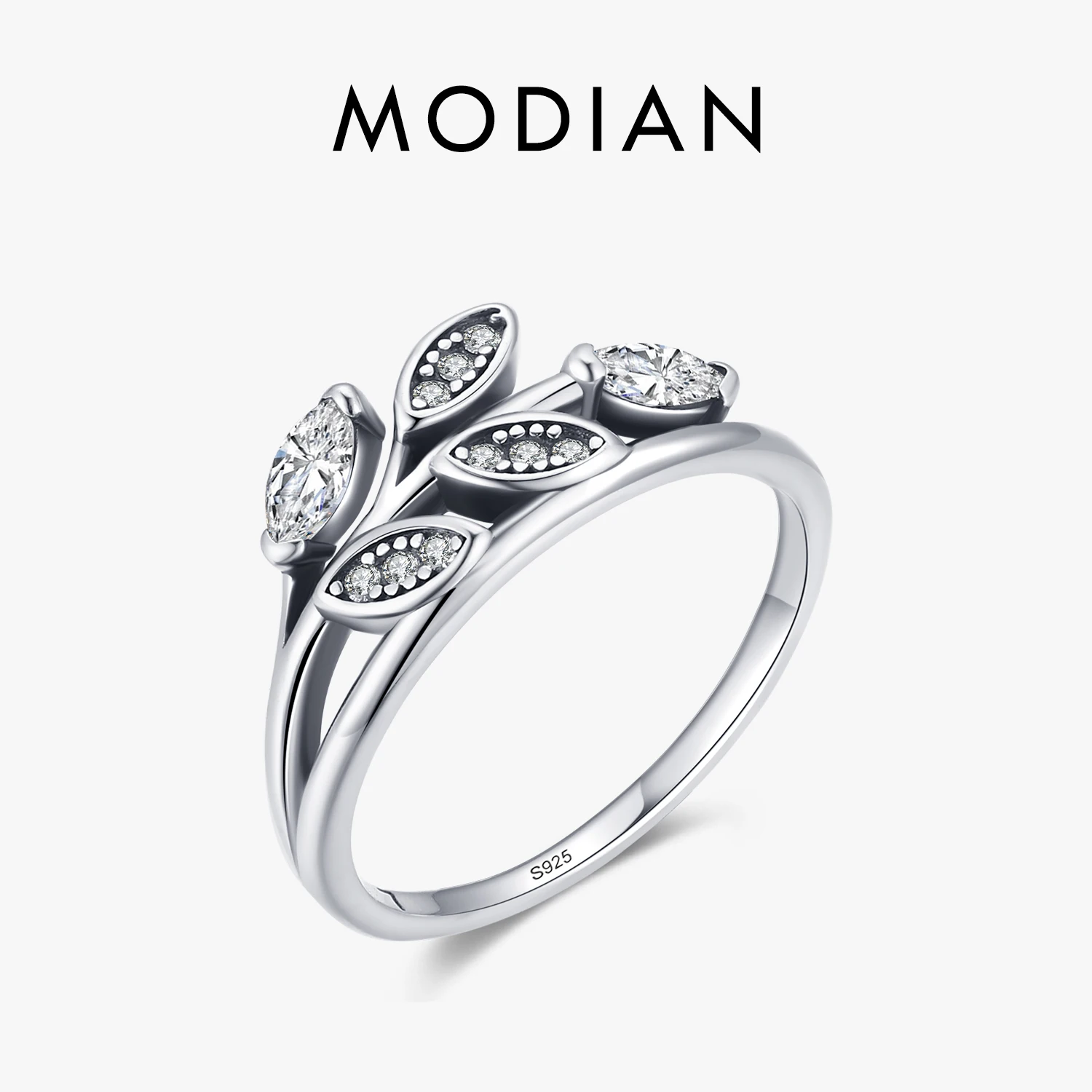 Modian Vintage Lucky Leaves Simple Ring Real 925 Sterling Silver Dazzling Clear CZ Tree of Life Finger Rings For Women Jewelry
Modian Vintage Lucky Leaves Simple Ring Real 925 Sterling Silver Dazzling Clear CZ Tree of Life Finger Rings For Women Jewelry