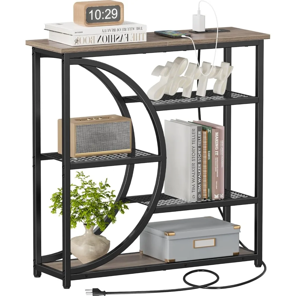 Entryway Table, Console Table with Charging Station, Industrial Narrow Sofa Table with 5 Tier Storage Shelves, Entrance Table f
Entryway Table, Console Table with Charging Station, Industrial Narrow Sofa Table with 5 Tier Storage Shelves, Entrance Table f
