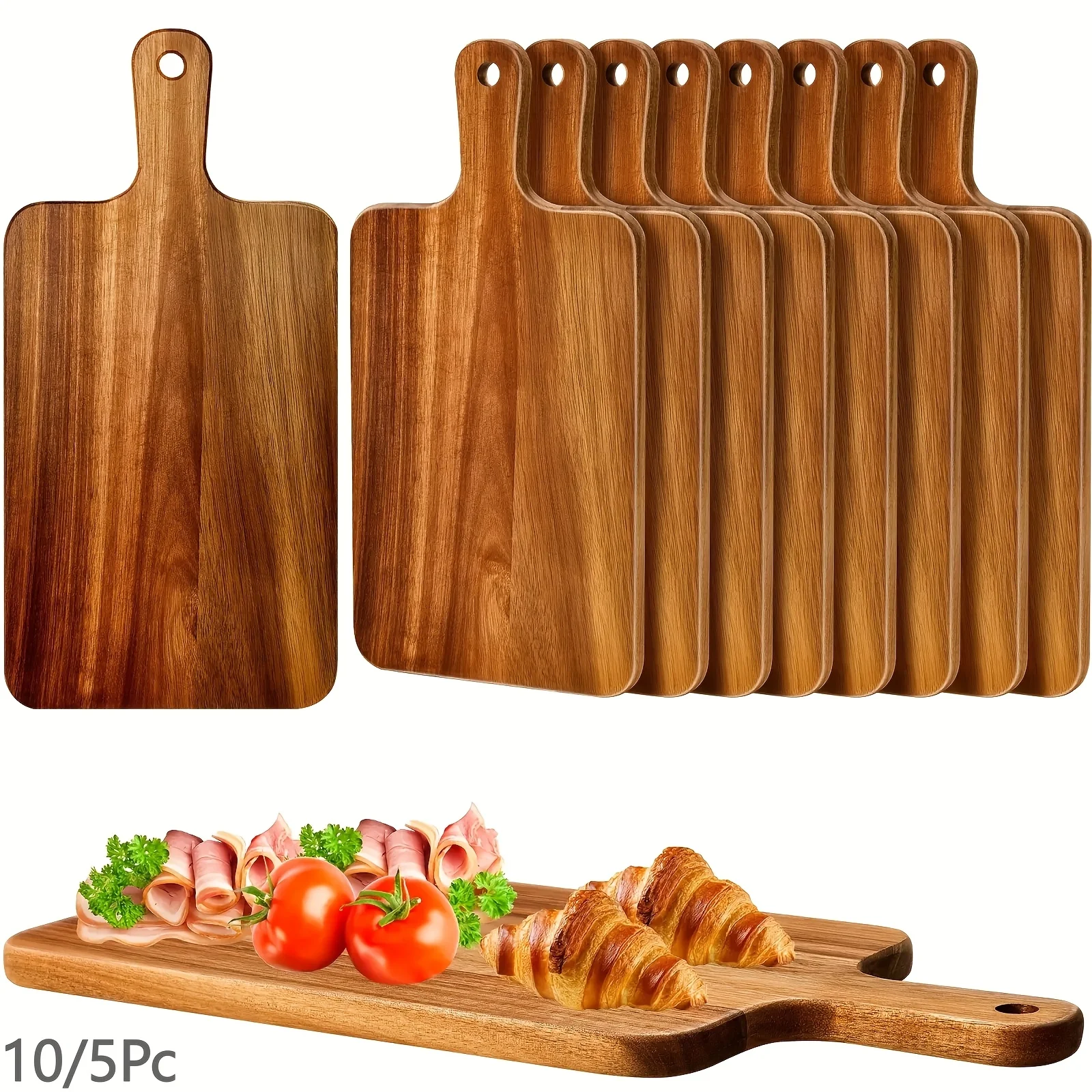 us10-Pack/5-Pack Acacia Wood Cutting Boards with Handles, 15.7x7.8 Inches Large Kitchen Chopping Boards for Vegetables, Meat, Cheese, Food Prep Boards, Durable Tableware, Dishwasher Safe for Home Use, Made for Home Chefsd
us10-Pack/5-Pack Acacia Wood Cutting Boards with Handles, 15.7x7.8 Inches Large Kitchen Chopping Boards for Vegetables, Meat, Cheese, Food Prep Boards, Durable Tableware, Dishwasher Safe for Home Use, Made for Home Chefsd