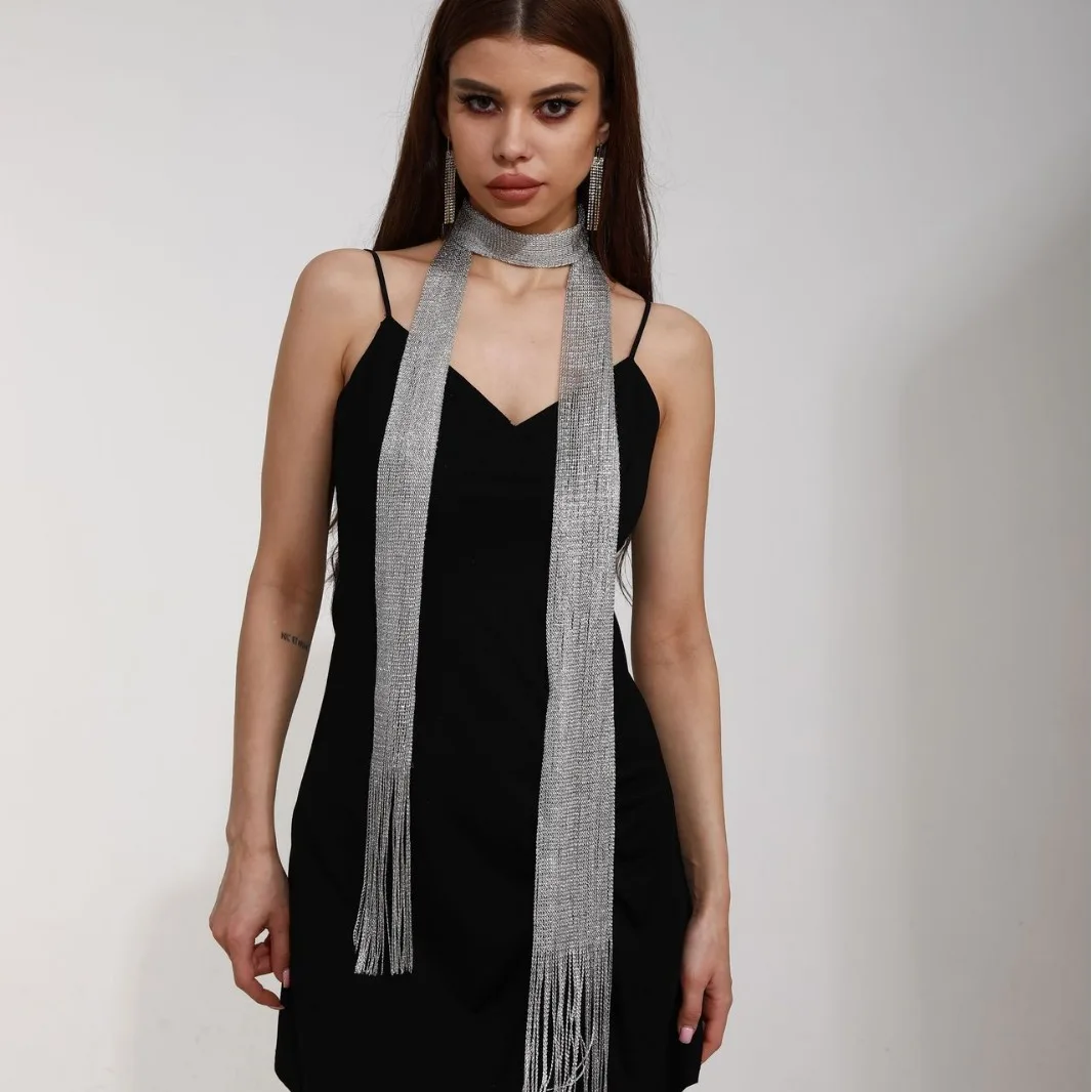 Women New Fashion Evening Party Dresses Gold-colored Silk Silver Shiny Scarf Lace Scarf Thin Light Slender Tassels Long Shawl
Women New Fashion Evening Party Dresses Gold-colored Silk Silver Shiny Scarf Lace Scarf Thin Light Slender Tassels Long Shawl