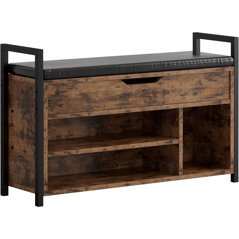 Shoe Storage Bench, Entryway Bench with Lift Top Storage Box, Metal and Board Bench for Entryway, Two Tier Shoe Rack Organizer
Shoe Storage Bench, Entryway Bench with Lift Top Storage Box, Metal and Board Bench for Entryway, Two Tier Shoe Rack Organizer