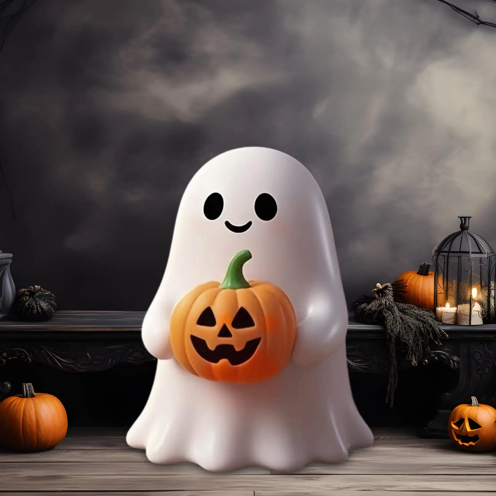 Ghost Figurine Halloween Ghost Sculpture Cute Holding Pumpkin Statue Crafts for Desktop Gothic Wedding Centerpiece Haunted Setup
Ghost Figurine Halloween Ghost Sculpture Cute Holding Pumpkin Statue Crafts for Desktop Gothic Wedding Centerpiece Haunted Setup