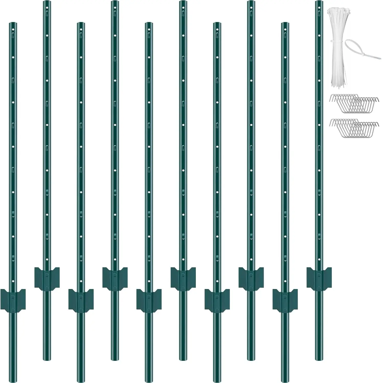 U-Channel Metal Fence Post 4ft, 10 Pack with Zip Ties & Clips, Sturdy Steel Stakes for Garden Yard Lawn Outdoor Wire Fencing
U-Channel Metal Fence Post 4ft, 10 Pack with Zip Ties & Clips, Sturdy Steel Stakes for Garden Yard Lawn Outdoor Wire Fencing