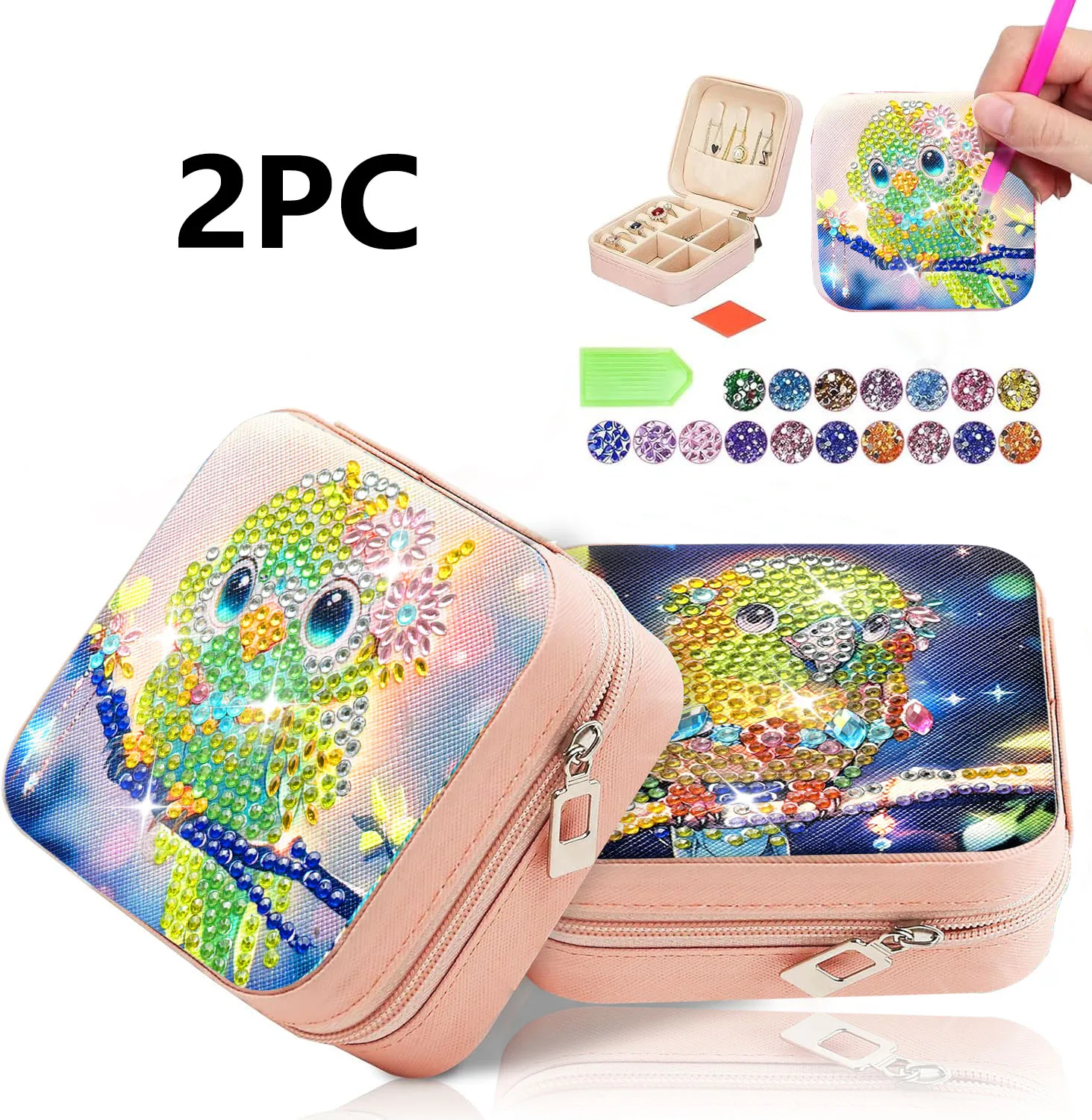 2 набора для рисования с бриллиантами и рисунком попугая «сделай сам», шкатулка для ювелирных изделий из холста, дорожная шкатулка для драгоценностей
2 набора для рисования с бриллиантами и рисунком попугая «сделай сам», шкатулка для ювелирных изделий из холста, дорожная шкатулка для драгоценностей