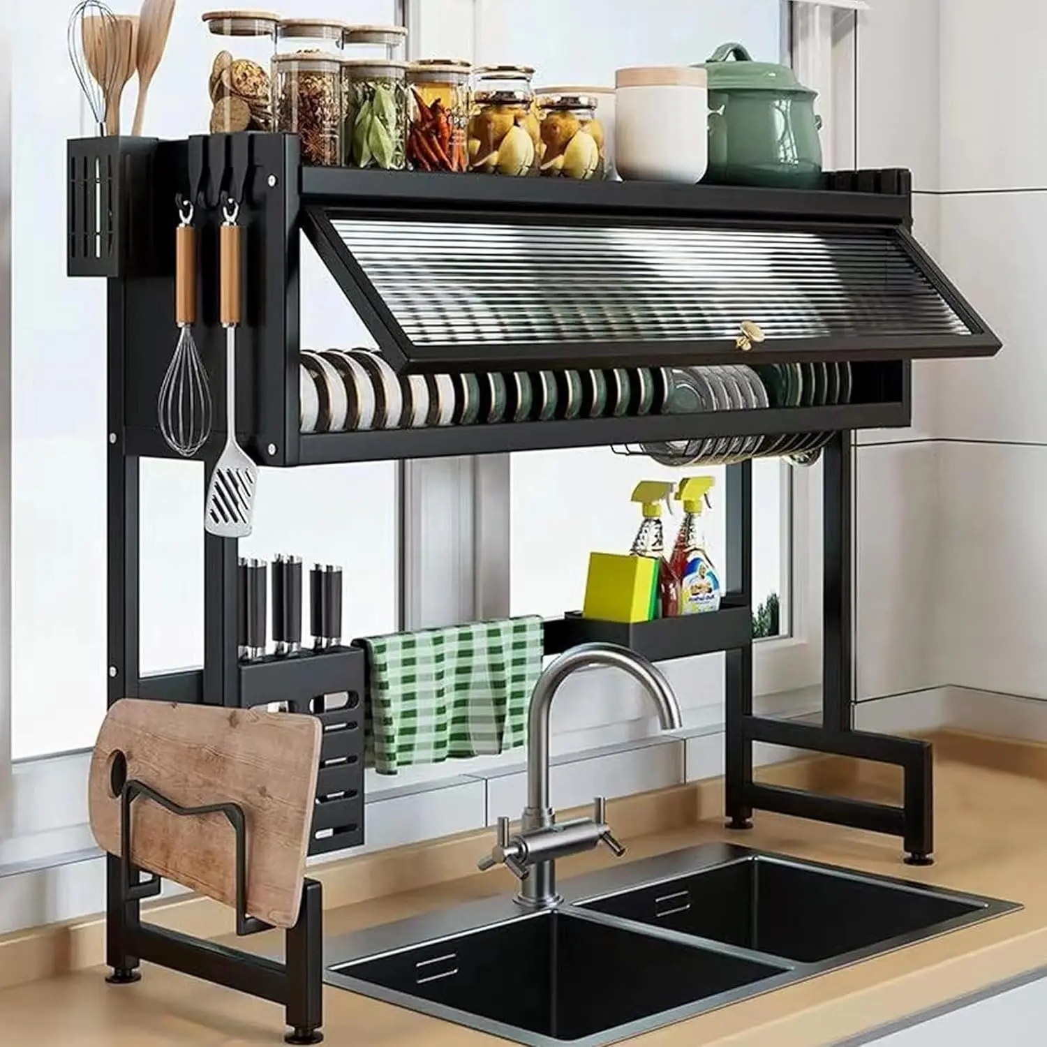 Dish Drying Rack, 3-Tier Over Sink Drying Rack, 33.5" Over Sink Rack for Small Kitchen, Space-Saving Rack
Dish Drying Rack, 3-Tier Over Sink Drying Rack, 33.5" Over Sink Rack for Small Kitchen, Space-Saving Rack