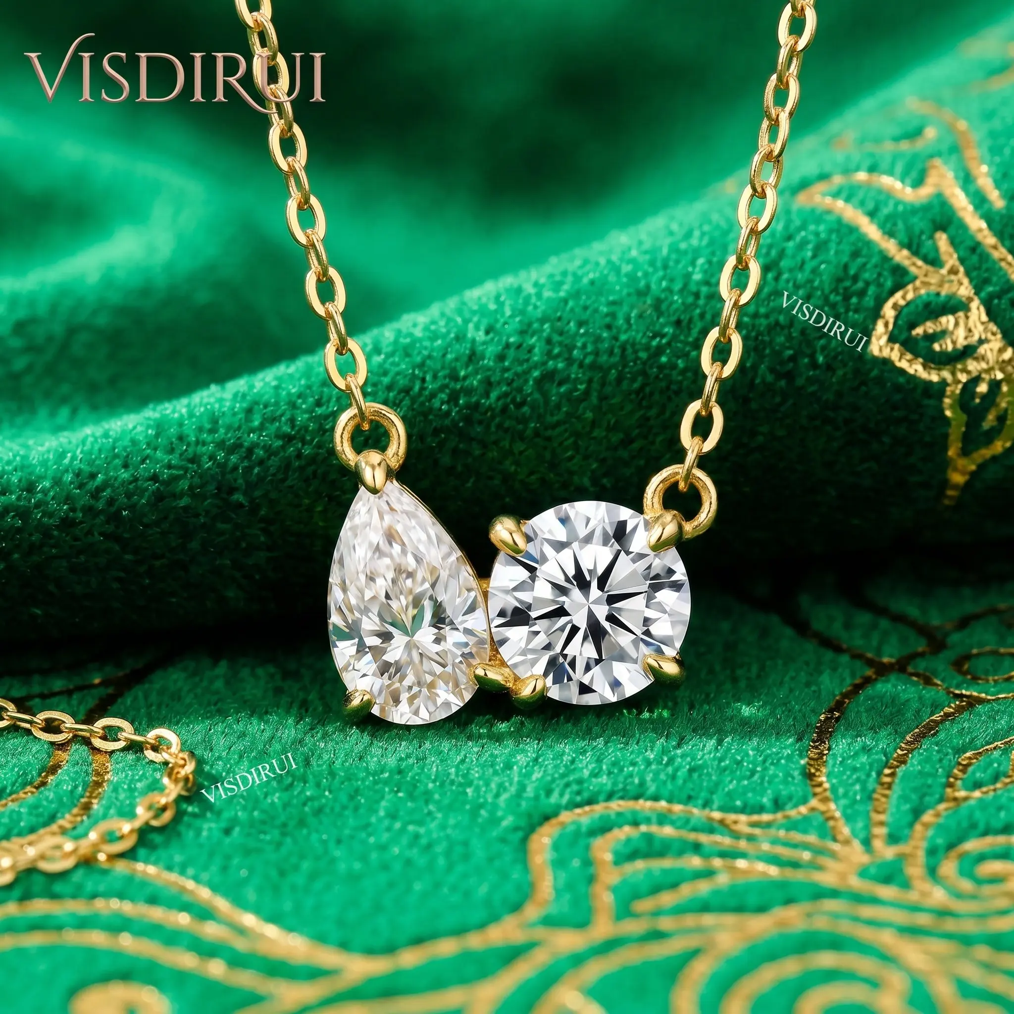 VISDIRUI Luxury 2ct Pear Cut 2-stone Pendant Necklace For Women 100% S925 Silver Round Lab Neckchain Party Fine Jewelry
VISDIRUI Luxury 2ct Pear Cut 2-stone Pendant Necklace For Women 100% S925 Silver Round Lab Neckchain Party Fine Jewelry