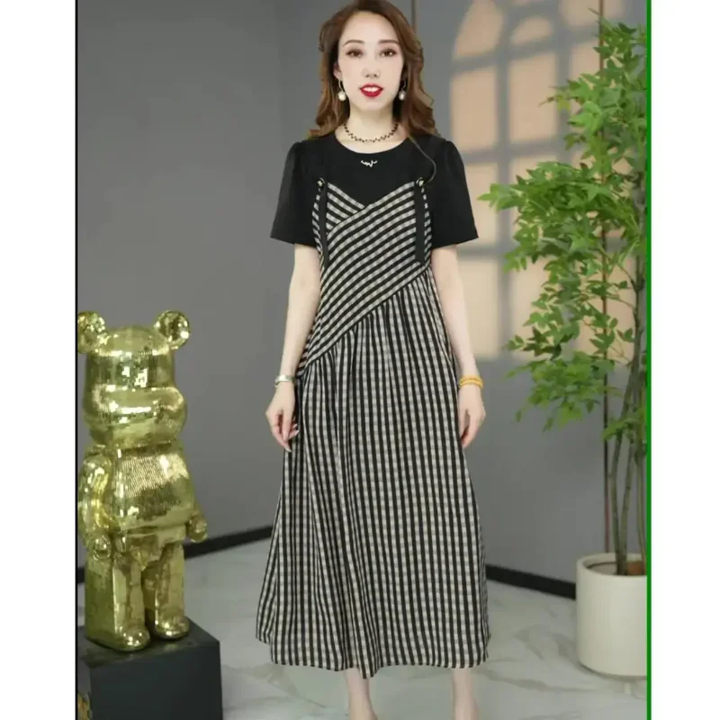 Женское двухцветное клетчатое платье макси с коротким рукавом, имитация двух частей, А-силуэт, повседневное длинное платье
Женское двухцветное клетчатое платье макси с коротким рукавом, имитация двух частей, А-силуэт, повседневное длинное платье