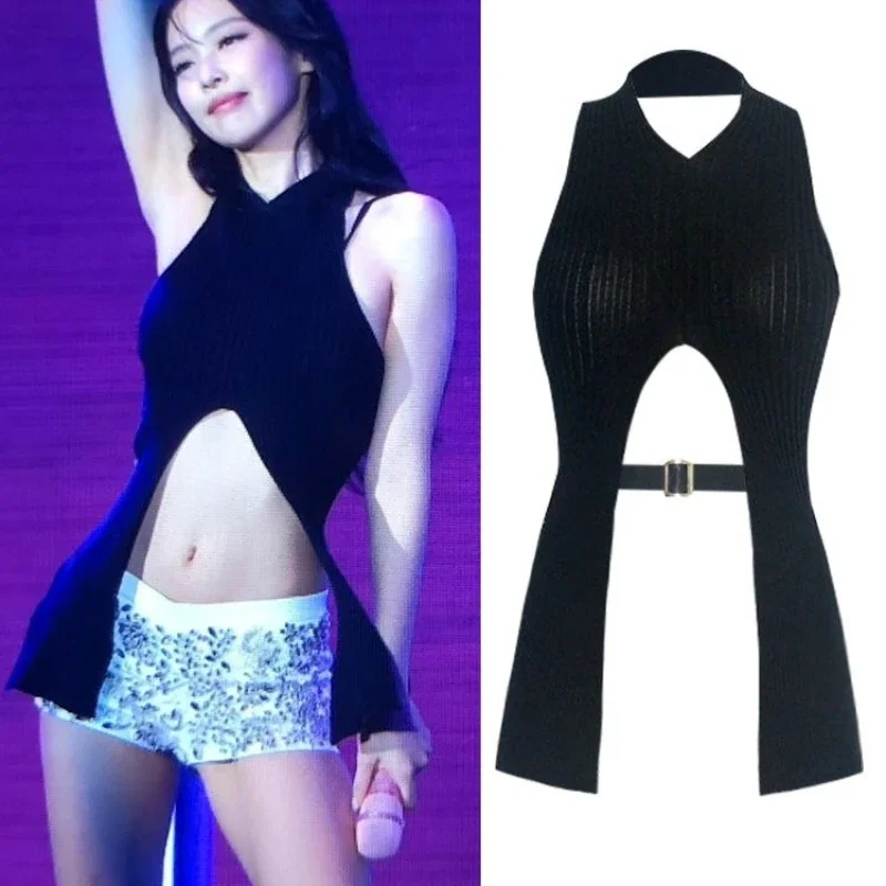 Jennie Concert Same сексуальный вязаный топ с открытой спиной, жилет на бретельках, женская мода
Jennie Concert Same сексуальный вязаный топ с открытой спиной, жилет на бретельках, женская мода