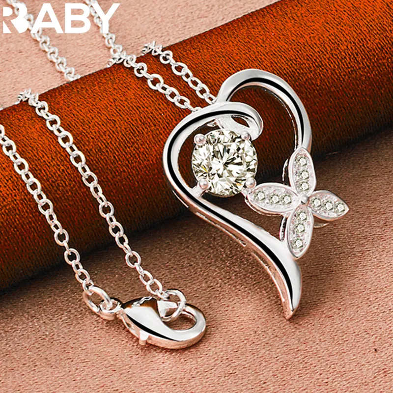 URBABY 925 Sterling Silver Heart Flower AAA Zircon Pendant Necklace For Women Wedding Party Jewelry With 16-30 inches Chain
URBABY 925 Sterling Silver Heart Flower AAA Zircon Pendant Necklace For Women Wedding Party Jewelry With 16-30 inches Chain