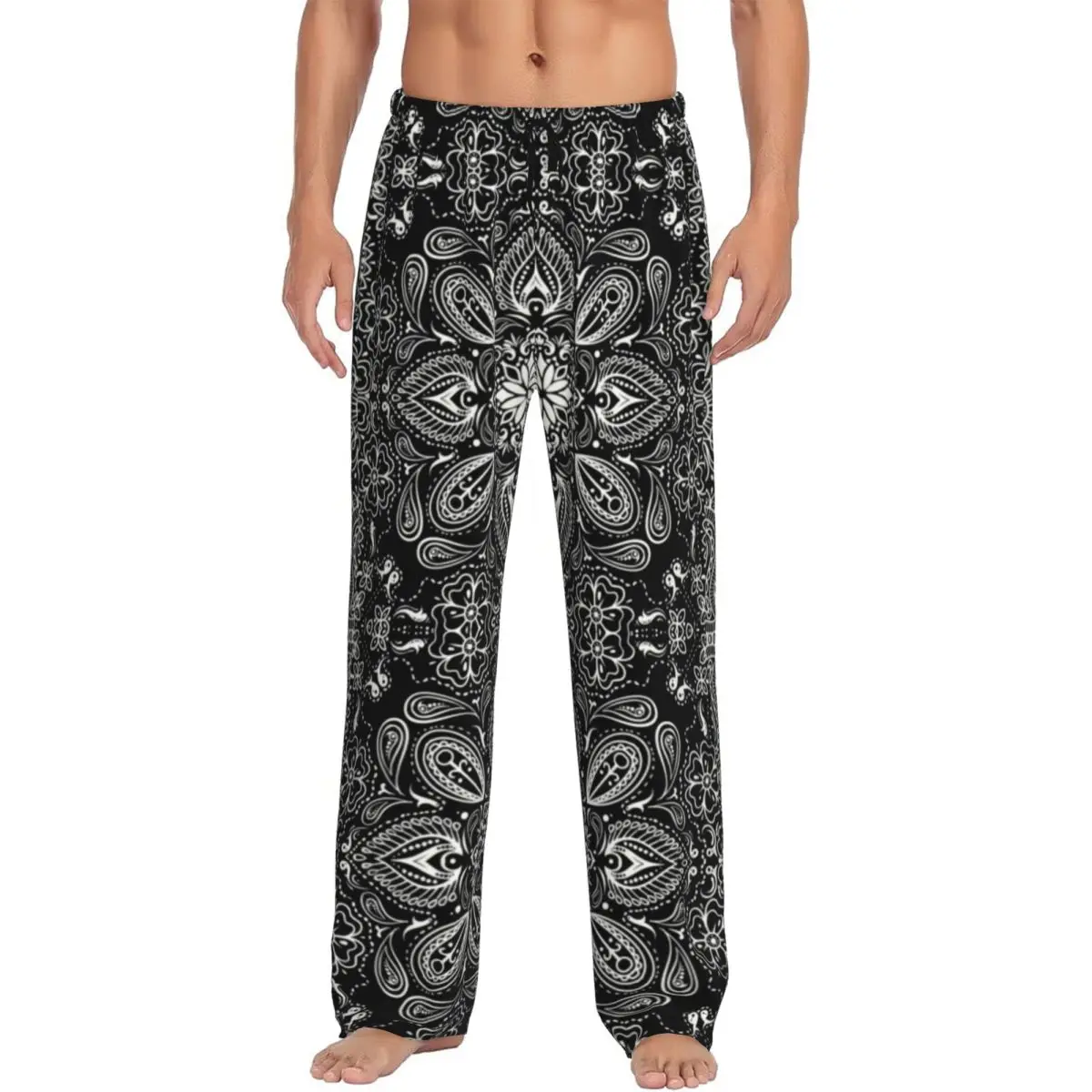 Custom Classic Bandana Style Black Pajama Pants Men's Paisley Pattern Sleepwear Lounge Sleep Bottoms Stretch with Pockets
Custom Classic Bandana Style Black Pajama Pants Men's Paisley Pattern Sleepwear Lounge Sleep Bottoms Stretch with Pockets