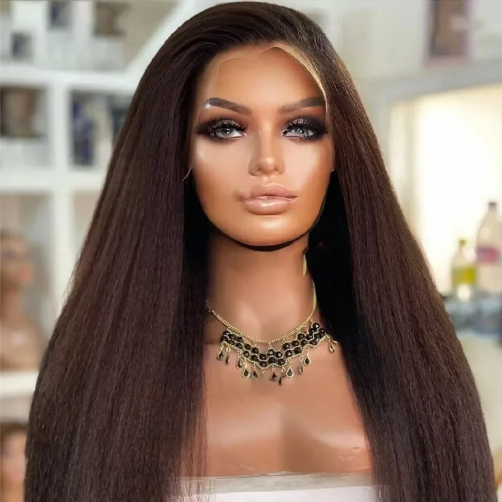 Brown Yaki Straight 26Inch 180%Density Lace Front Wigs For Women Baby Hair Synthetic High temperature Fiber Daily Wear Wigs
Brown Yaki Straight 26Inch 180%Density Lace Front Wigs For Women Baby Hair Synthetic High temperature Fiber Daily Wear Wigs