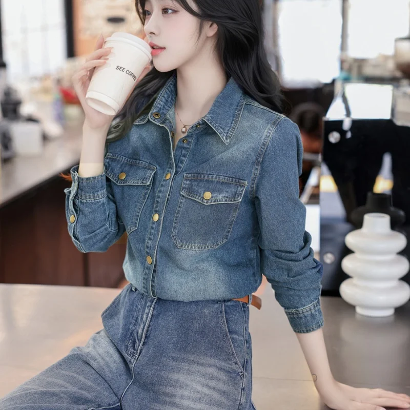 New Ladies Vintage Denim Shirt Girls Small Thin Section Positive Shoulder Blouse Loose Peplum Jacket Ladies Denim Clothes
New Ladies Vintage Denim Shirt Girls Small Thin Section Positive Shoulder Blouse Loose Peplum Jacket Ladies Denim Clothes