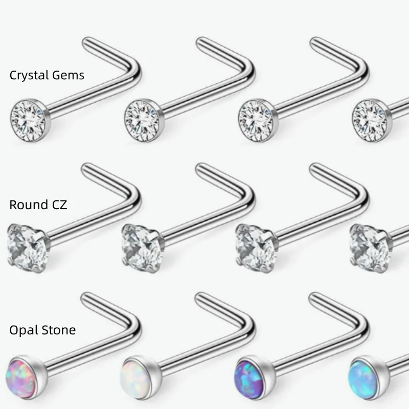 50pcs Opal Stone CZ Crystal Gems Nose Rings Nostril Studs L Shape Scew On 20g~0.8mm Body Piercing Jewelry
50pcs Opal Stone CZ Crystal Gems Nose Rings Nostril Studs L Shape Scew On 20g~0.8mm Body Piercing Jewelry