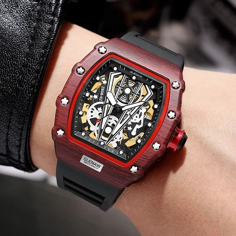 Модные автоматические механические часы, мужские повседневные спортивные наручные часы с резиновым ремешком, светящиеся водонепроницаемые механические часы Relogio
Модные автоматические механические часы, мужские повседневные спортивные наручные часы с резиновым ремешком, светящиеся водонепроницаемые механические часы Relogio