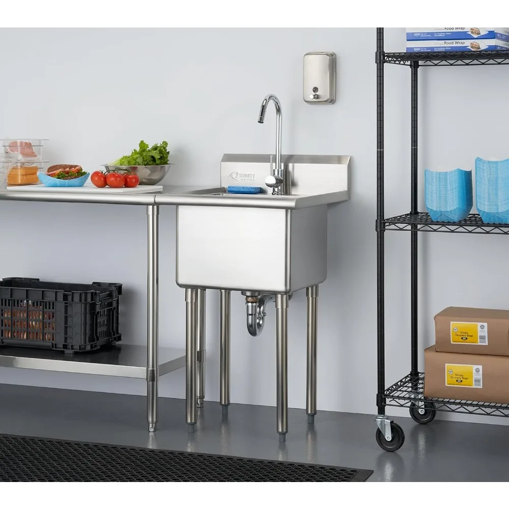 High quality Stainless Steel Freestanding Single Bowl Utility Sink w/Chrome Faucet,For Garage, Laundry Room,21.5”x24”x49.2”
High quality Stainless Steel Freestanding Single Bowl Utility Sink w/Chrome Faucet,For Garage, Laundry Room,21.5”x24”x49.2”