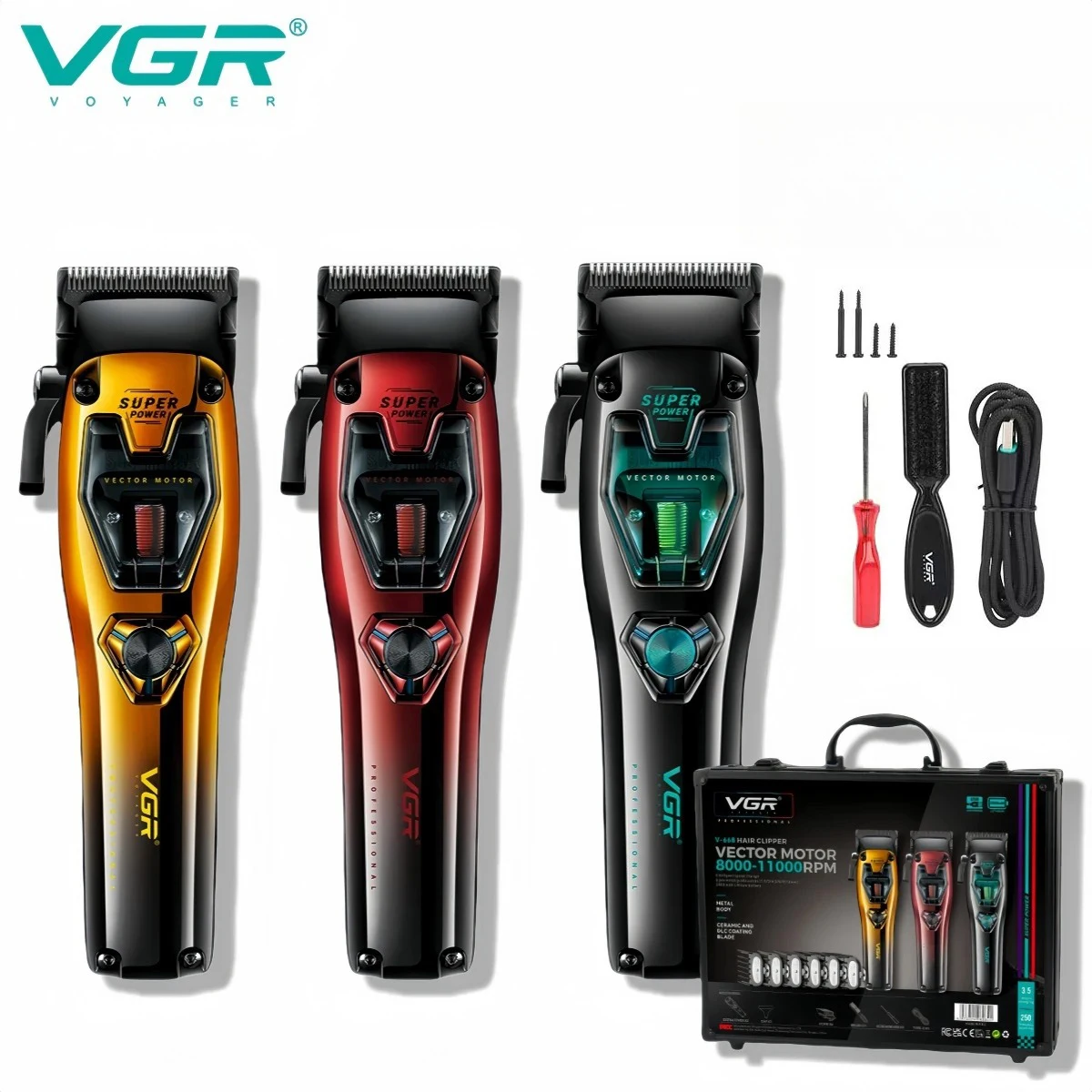 VGR Trimmers 11000 RPM Professional Hair Cutting Machine Vector Motor Barber Trimmers Adjustable Electric Trimmers for Men V-668
VGR Trimmers 11000 RPM Professional Hair Cutting Machine Vector Motor Barber Trimmers Adjustable Electric Trimmers for Men V-668