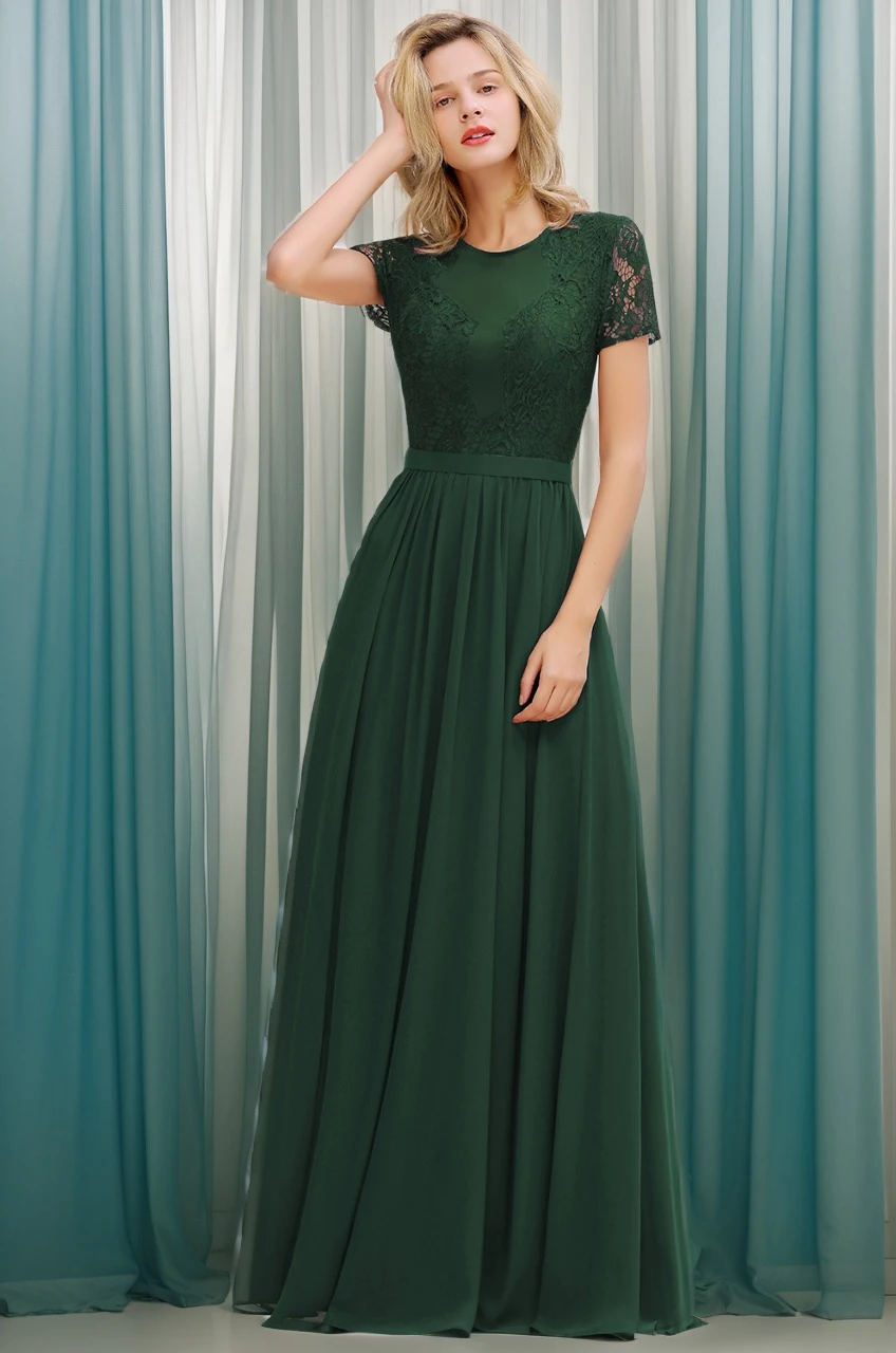 MisShow Short Sleeve Evening Dresses Chiffon Lace Appliques O-Neck Prom Dress With Decor Sashes Pleated Empire A-Line Party Gown
MisShow Short Sleeve Evening Dresses Chiffon Lace Appliques O-Neck Prom Dress With Decor Sashes Pleated Empire A-Line Party Gown