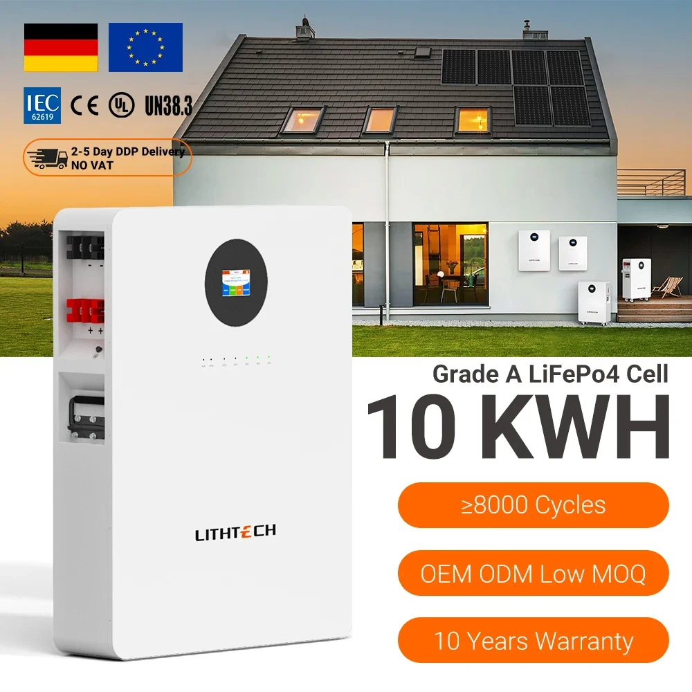 LITHTECH Powerwall Lithium Ion Battery Pack 48V 51.2V 100Ah 200Ah 10Kwh Wall Mounted Solar Storage Lifepo4 Batteries With BMS
LITHTECH Powerwall Lithium Ion Battery Pack 48V 51.2V 100Ah 200Ah 10Kwh Wall Mounted Solar Storage Lifepo4 Batteries With BMS