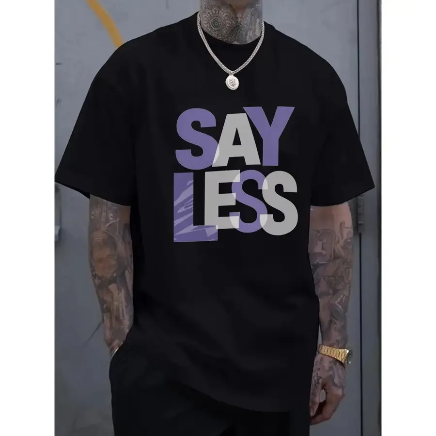 Men's Plus Size Black T-Shirt Purple and White SAY LESS Print Suitable for Casual Wear PLUS SIZE
Men's Plus Size Black T-Shirt Purple and White SAY LESS Print Suitable for Casual Wear PLUS SIZE