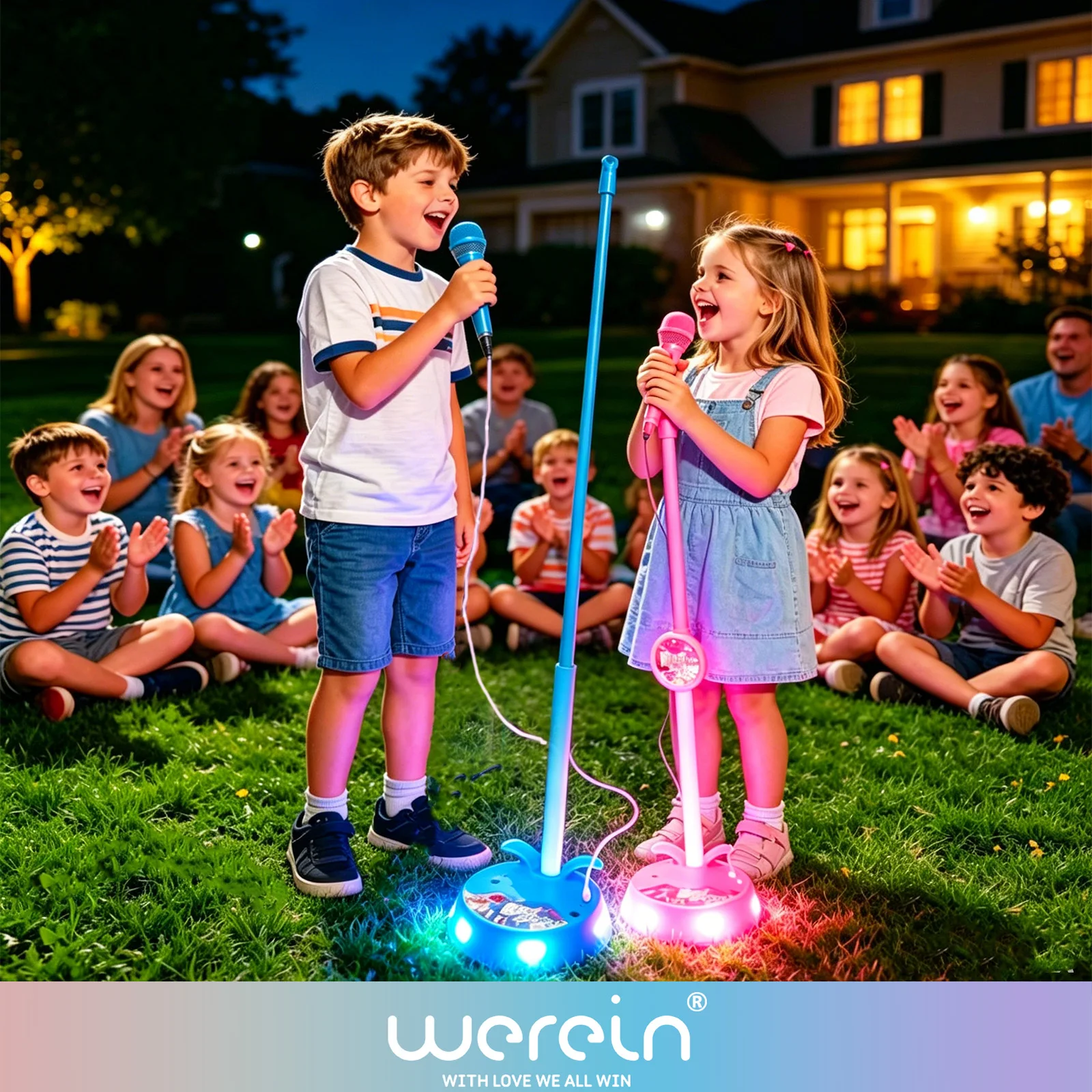 Kids' Adjustable Stand Microphone Toy Colorful Flashing Type-C Connected Mobile Karaoke Amplification Toy (3 AA
Kids' Adjustable Stand Microphone Toy Colorful Flashing Type-C Connected Mobile Karaoke Amplification Toy (3 AA