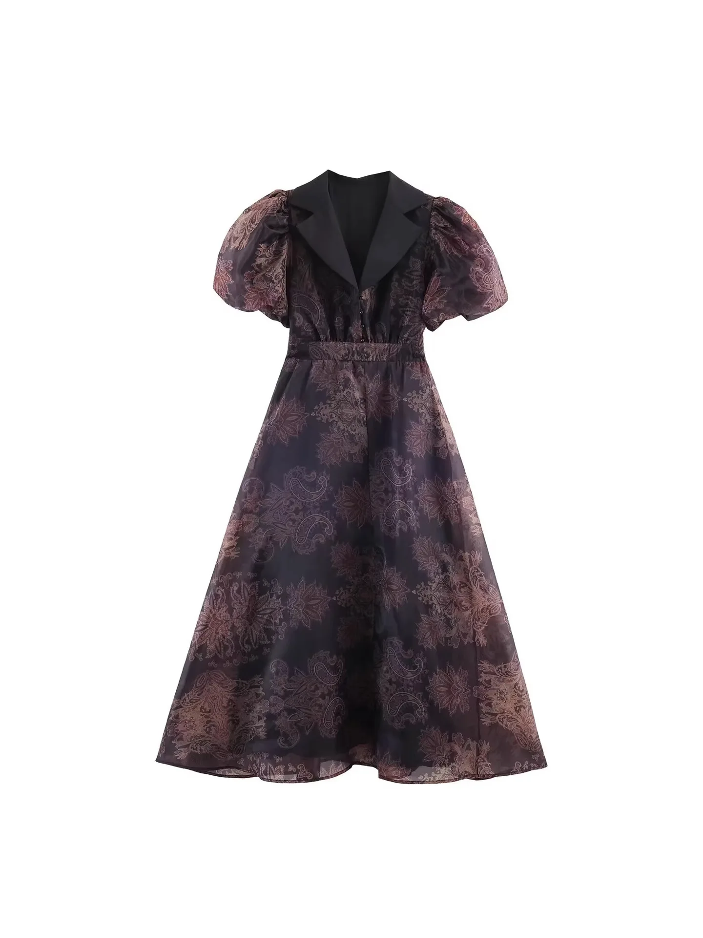 Withered Women's Fashion Printed Dress With Bubble Sleeves Waist Cinching And Slimming Temperament Organza Long Skirt
Withered Women's Fashion Printed Dress With Bubble Sleeves Waist Cinching And Slimming Temperament Organza Long Skirt
