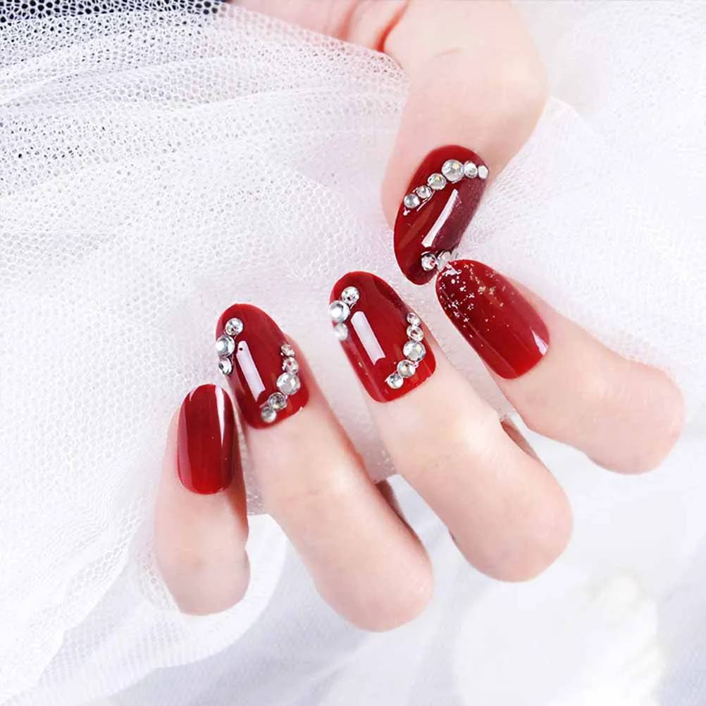 24Pcs Red Rhinestone Glitter Nail Paste Fake Nails Patch for Party Holiday Event DIY Nail Art Fake Nails Paste
24Pcs Red Rhinestone Glitter Nail Paste Fake Nails Patch for Party Holiday Event DIY Nail Art Fake Nails Paste