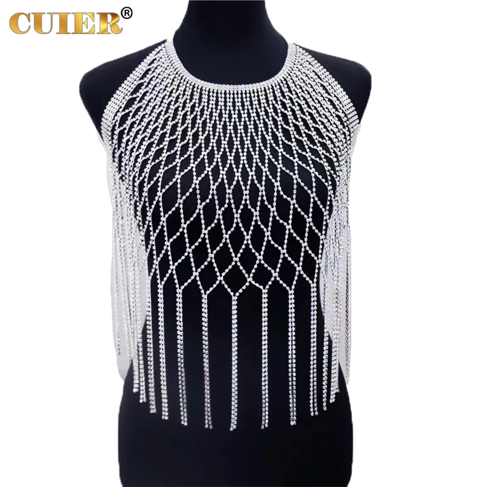 CUIER 51cm Long Tassel Women Sleeveless Tops with Rhinestones Tassel Crystal Sexy Halterneck Body Chain Jewelry Accessories
CUIER 51cm Long Tassel Women Sleeveless Tops with Rhinestones Tassel Crystal Sexy Halterneck Body Chain Jewelry Accessories