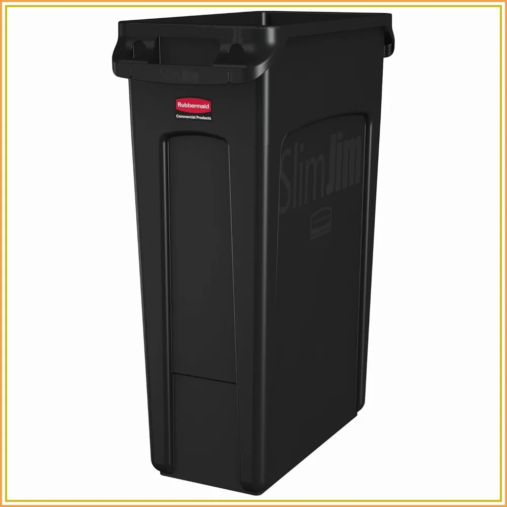23 Gal Slim Rectangular Trash Can with Venting Channels, Black for Kitchen/Office/Workspace
23 Gal Slim Rectangular Trash Can with Venting Channels, Black for Kitchen/Office/Workspace