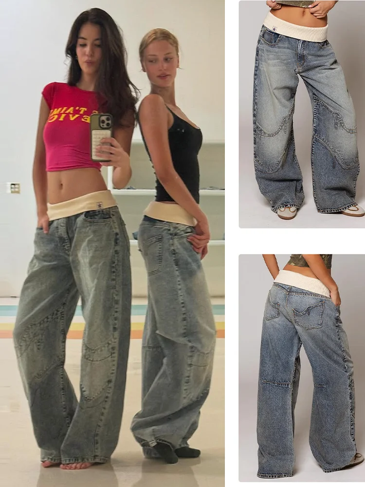 Revice Denim Straight Leg Jeans Retro Washed Blue Wide Leg Pants Embroidered Waist Threaded Cuff Low Waist Jeans for Women
Revice Denim Straight Leg Jeans Retro Washed Blue Wide Leg Pants Embroidered Waist Threaded Cuff Low Waist Jeans for Women