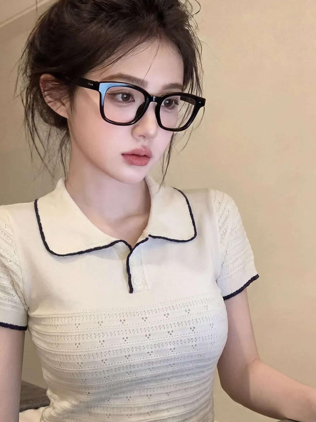 Cute Doll Collar Knitted Short Sleeve Neck T-Shirt Women's Summer Fashionable Breathable Skin-friendly High Waist Top
Cute Doll Collar Knitted Short Sleeve Neck T-Shirt Women's Summer Fashionable Breathable Skin-friendly High Waist Top
