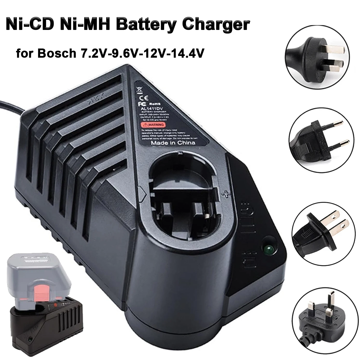 Ni CD Ni MH Battery Charger for Bosch 7.2V-14.4V BAT038 BAT048 Fit Skil 12V-14.4V 144BAT 1.5A AC 100V-240V Power Tool
Ni CD Ni MH Battery Charger for Bosch 7.2V-14.4V BAT038 BAT048 Fit Skil 12V-14.4V 144BAT 1.5A AC 100V-240V Power Tool