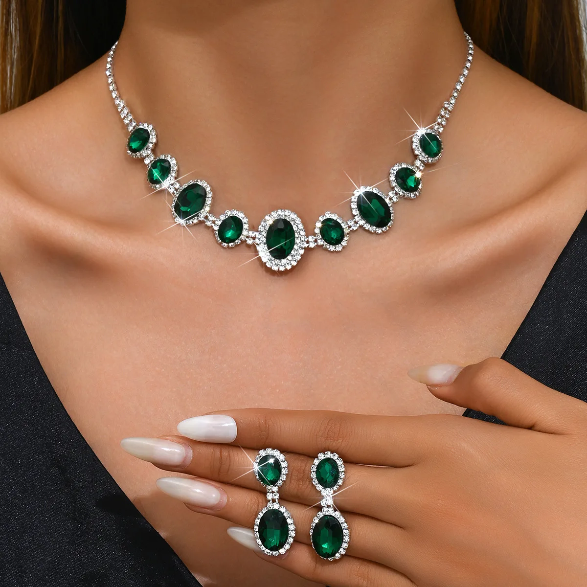 Fashion exaggerated full crystal inlaid white denier crystal jewelry bridal wedding accessories necklace earrings set
Fashion exaggerated full crystal inlaid white denier crystal jewelry bridal wedding accessories necklace earrings set
